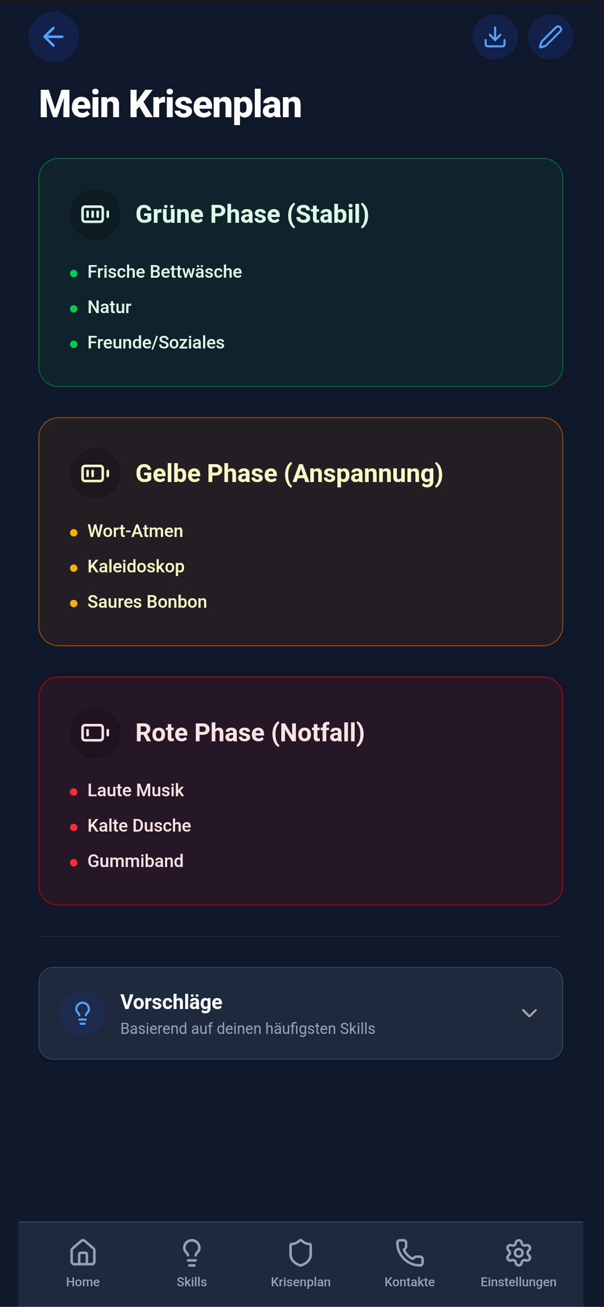 Persönlicher Krisenplan