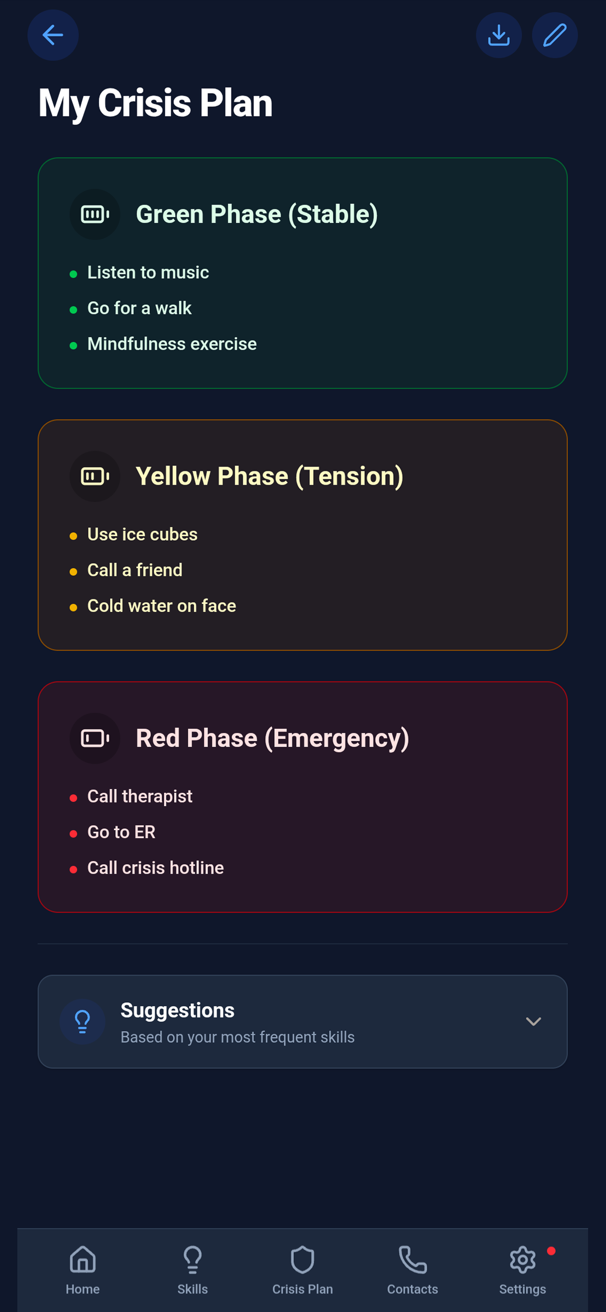 Personal Crisis Plan